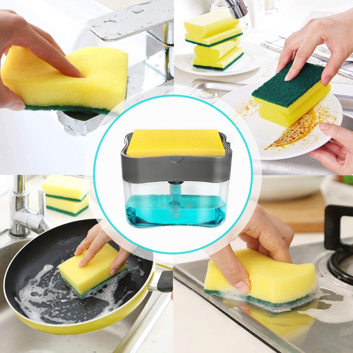 CleanMagic Liquid Soap Dispenser & Sponge holder ( With Free Sponge)