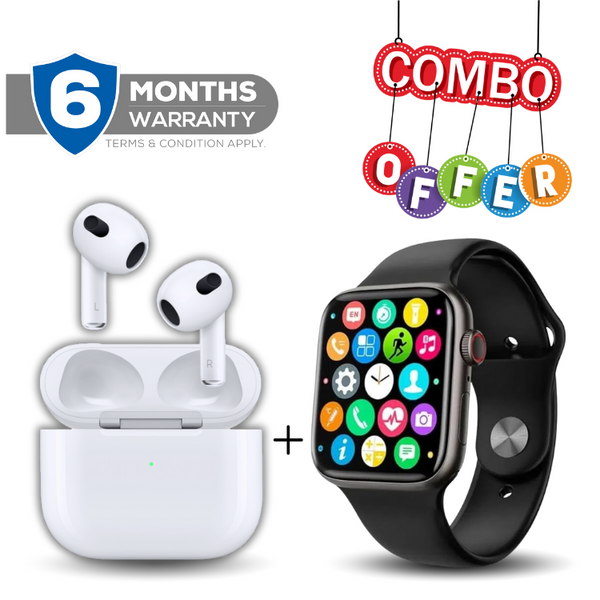 Airpods 3 (3rd Gen) + Smart Watch Series 9 | Compatible with iOS & And