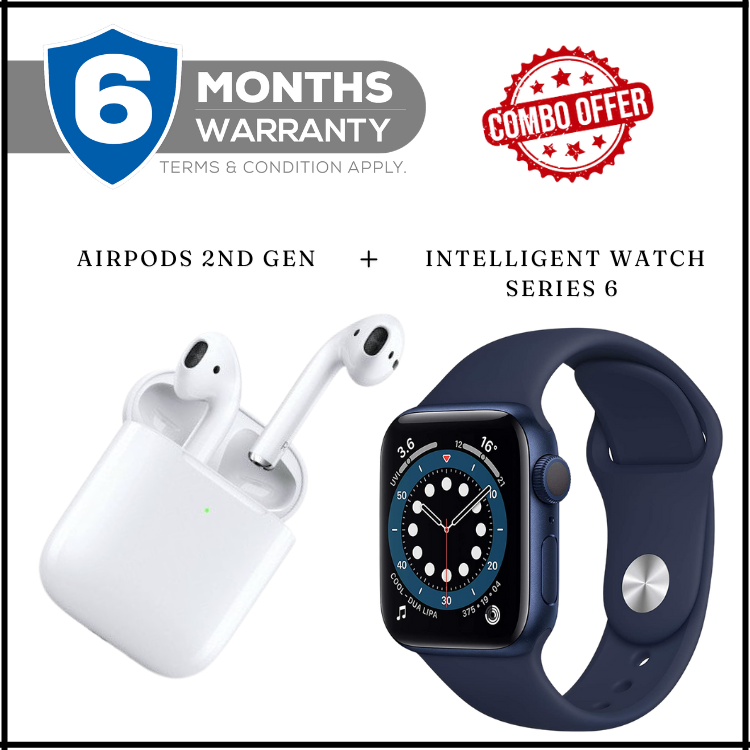 AirPods (2nd Gen) + Intelligent Watch Series 6 | T55+ | Combo Offer