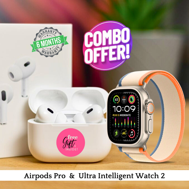 Airpods Pro + Ultra Intelligent Watch 2 | Compatible with iOS and Android Devices | Combo Offer