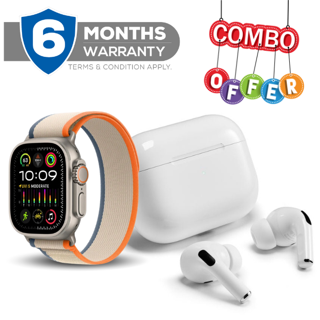 Airpods Pro + Ultra Intelligent Watch 2 | Compatible with iOS and Android Devices | Combo Offer