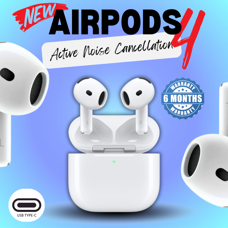 New Airpods 4 with Active Noise Cancellation | New Launch | Battery Life Up to 30 Hours | USB-C & Wireless Charging | Best Fitting Airpods Ever | Compatible with Apple and Android Devices