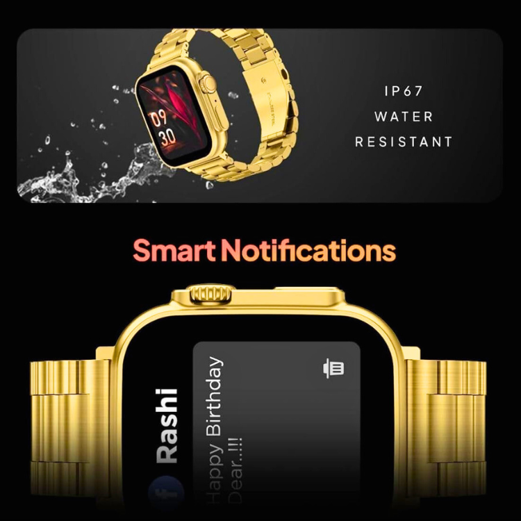 Premium 24K Ultra Watch Gold Edition | Full HD Display | Bluetooth Calling | Wireless Charger | Unlimited Watch Faces | Multiple Sports Mode