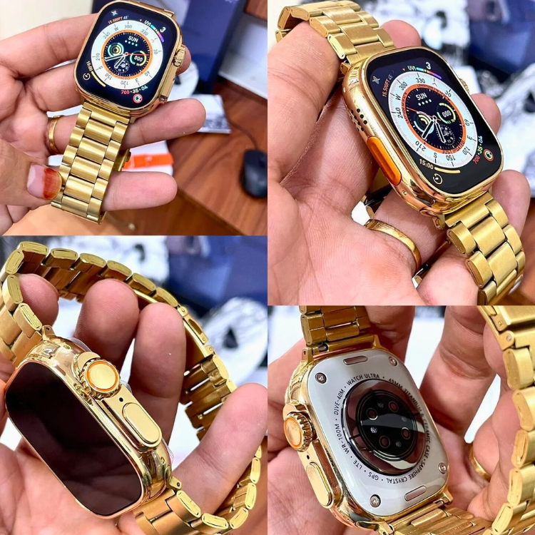 Ultimate Premium 24K Ultra Watch Gold Edition | Ultra HD Display | Bluetooth Calling | Wireless Charging | Unlimited Watch Faces | Multiple Sports Mode