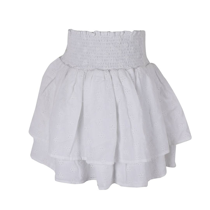Cotton Dyed White Elasticated Dress  for Girls