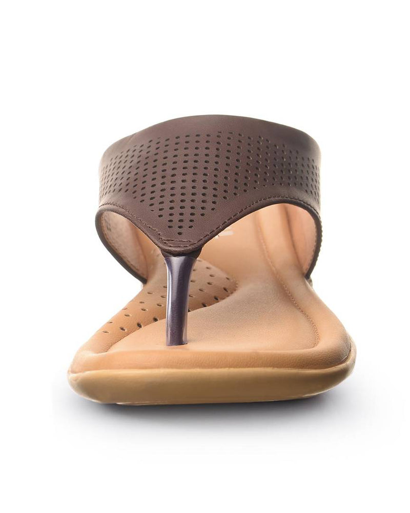 Brown Slip-On Synthetic Leather Slippers