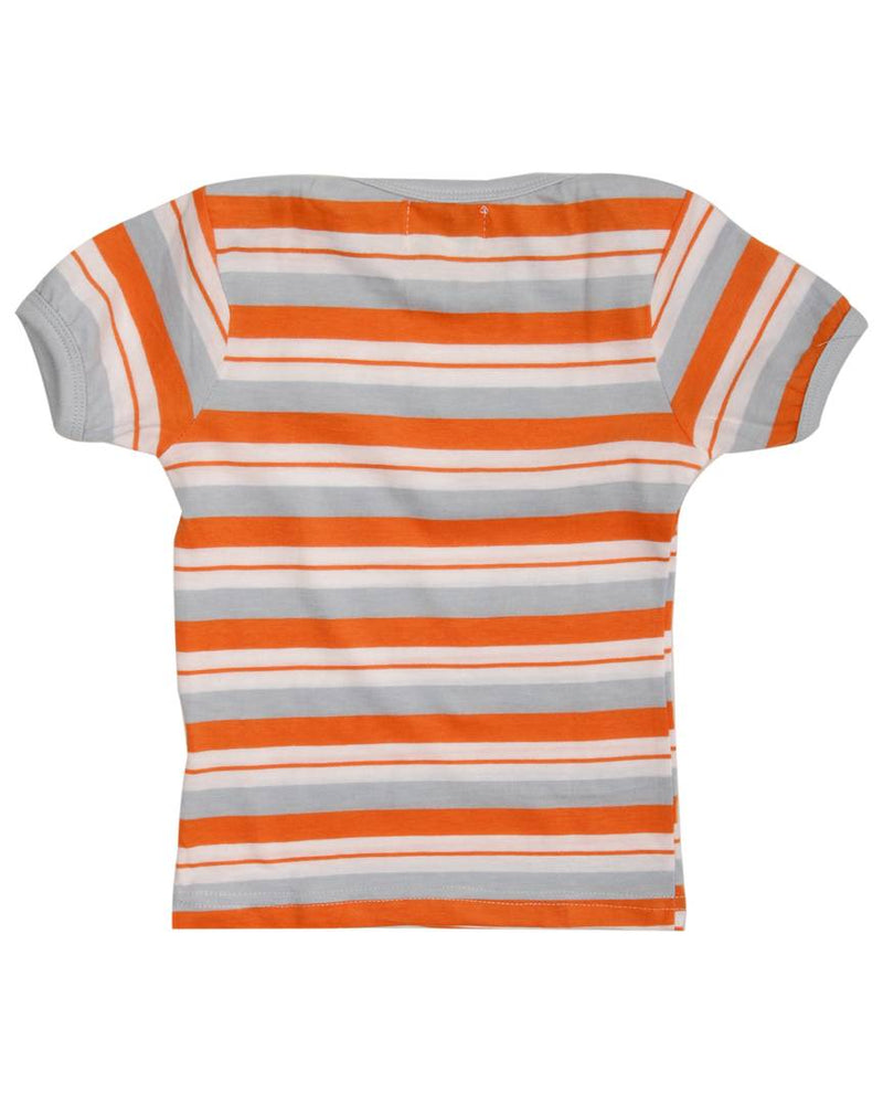 Orange Striped T Shirt With Star Printed Shorts  (3-6  Months)