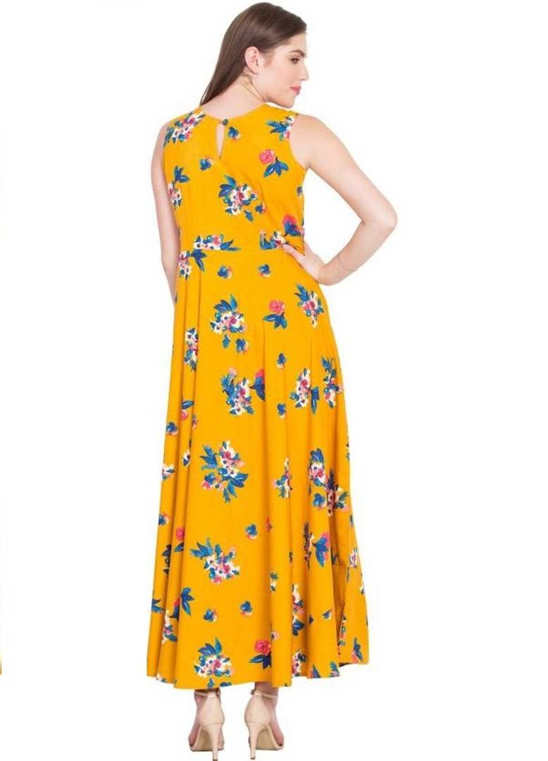 Printed Fit And Flare Dress Crepe Multicoloured