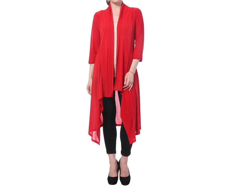 Red Cotton Solid Long Length Shrug
