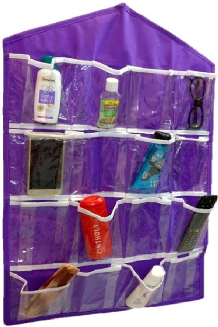  16 Pocket Hanging Organizer, Stationery , Jewelry . Accessories Organizer (Purple)
