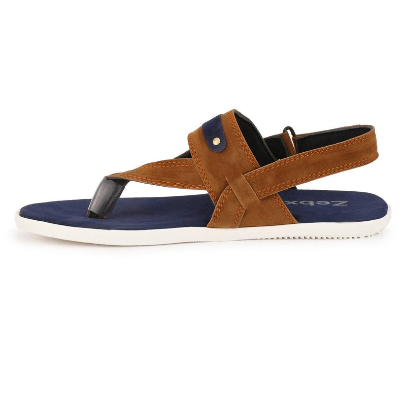 Men Brown Blue Suede Solid Comfort Sandals