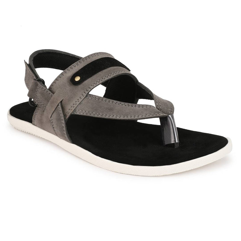 Men Grey Suede Solid Comfort Sandals