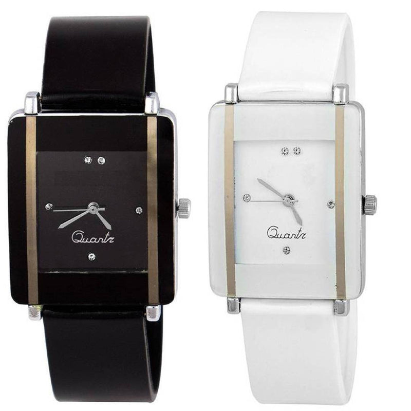 Combo Of 2 Black-White Watch For Women
