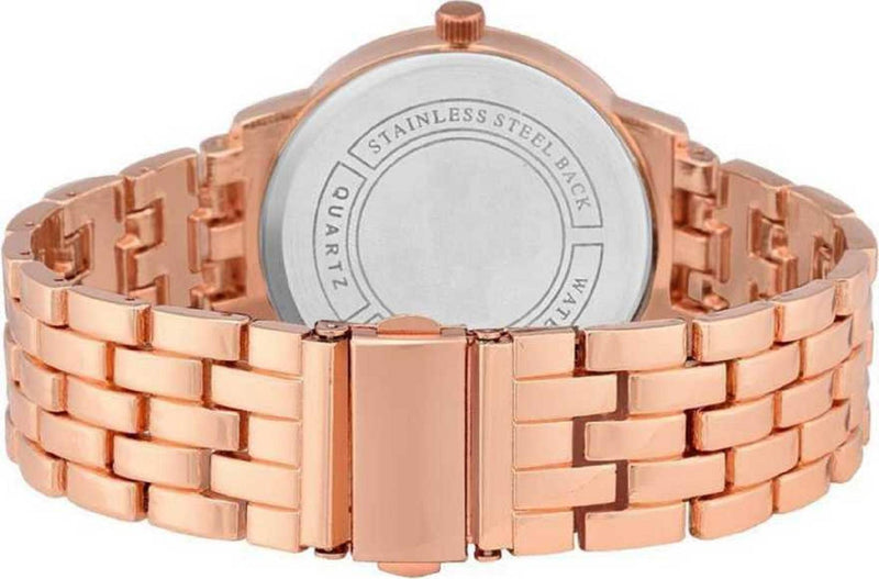 Copper Analog Watch With Metal Strap