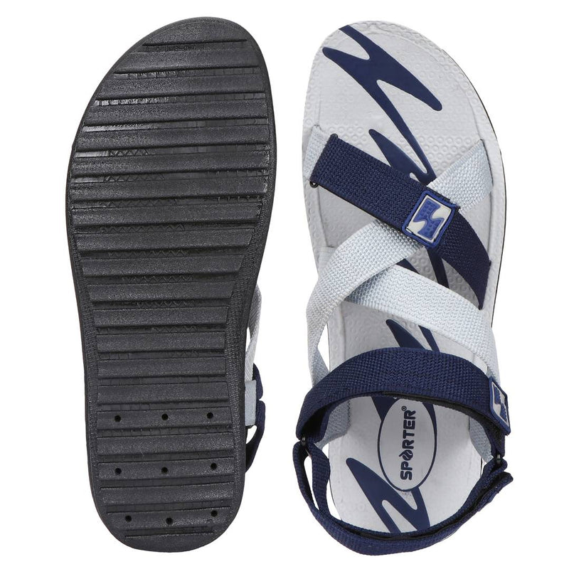 Men Blue Grey Canvas Comfort Sandals