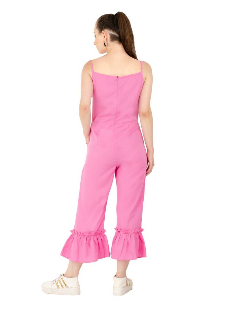 Women's Crepe Pink Casual Jumpsuit