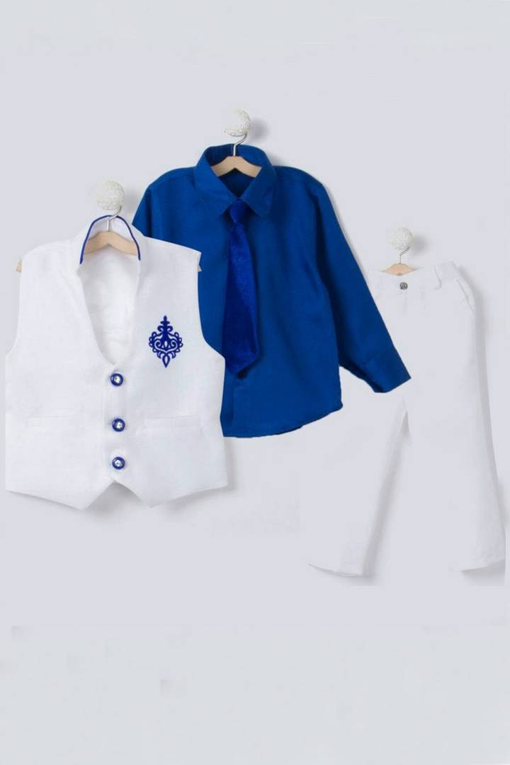 Boys White Coat Suit Set