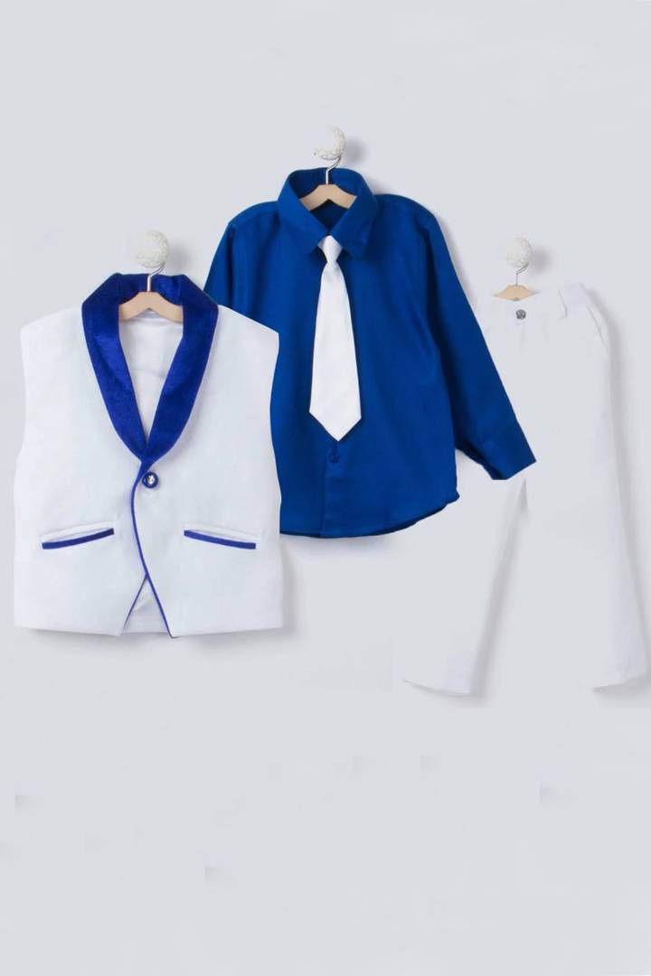 Boys White Coat Suit Set