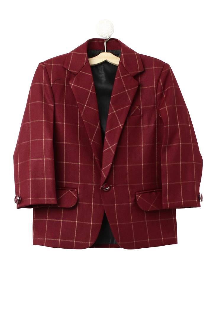 Boys Maroon Coat Suit Set
