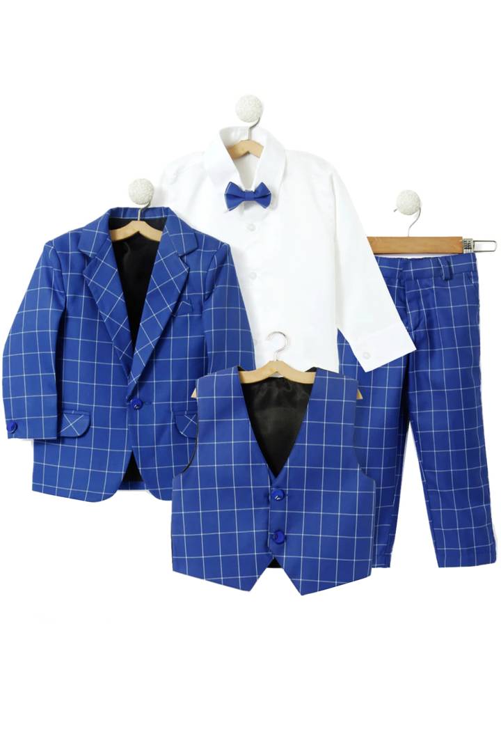 Boys Blue Coat Suit Set