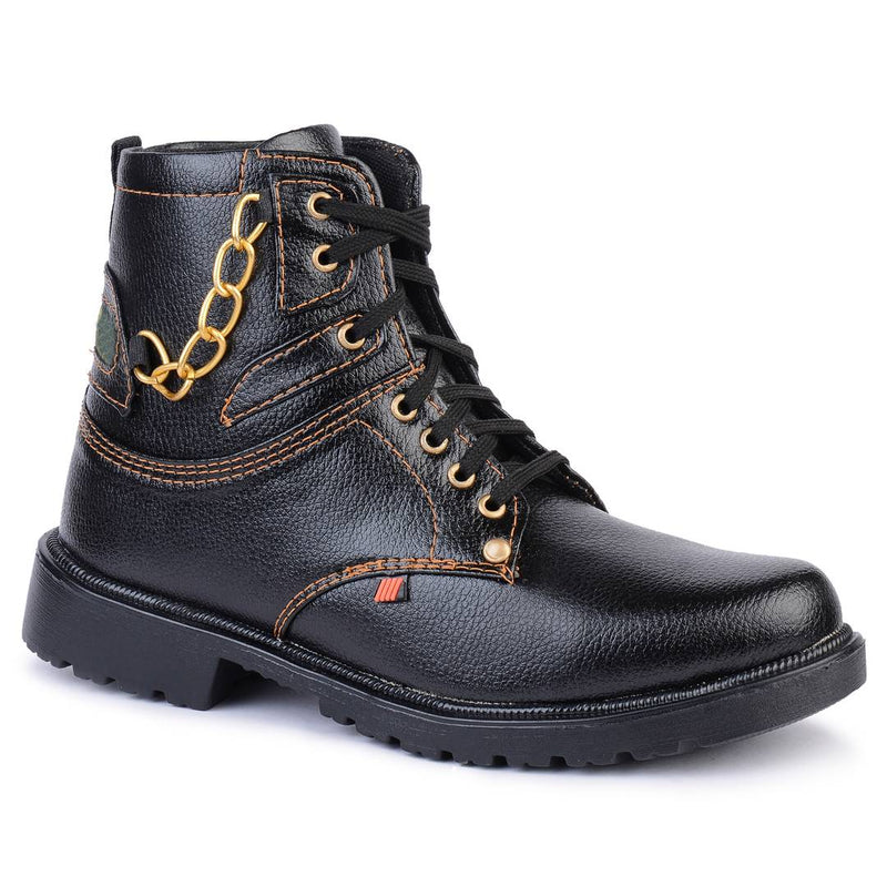 Black Fabric boots for Men's