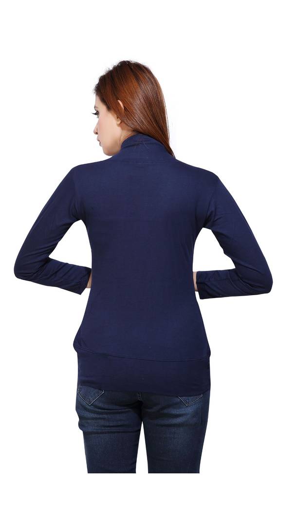 Navy Blue  Solid Viscose Rayon Shrugs for Women's