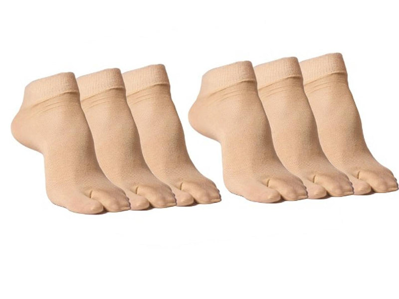 Women Skin Colour Ankle Length Stockings With Thumb (Pack Of 6)