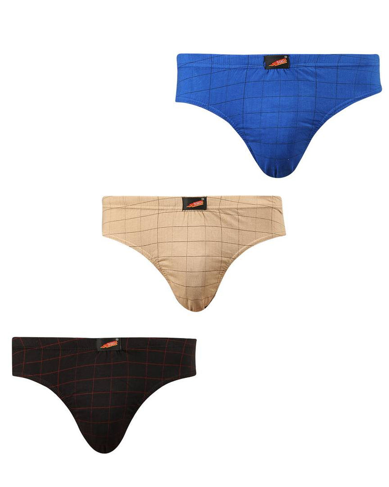 Men's Cotton Checked Basic Brief Pack of 3