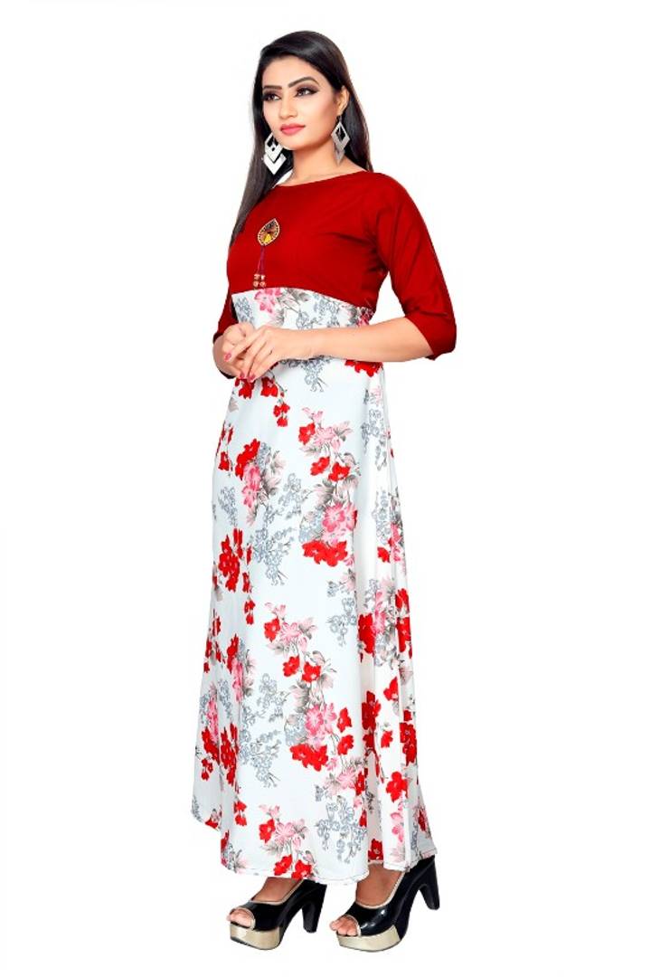 Multicoloured Crepe Long Maxi Dress