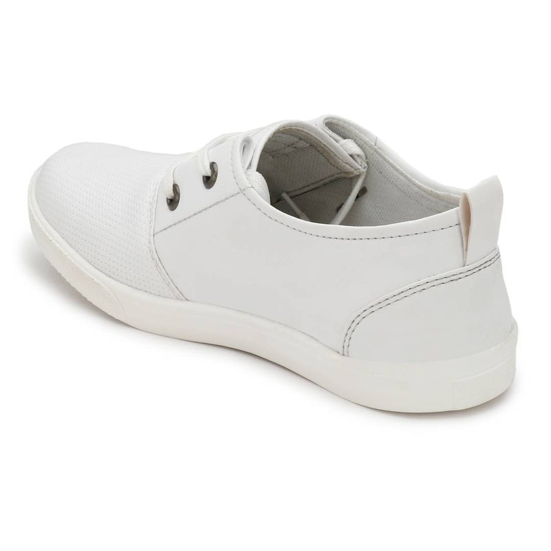 White Synthetic Causal Sneakers Shoes for Men's