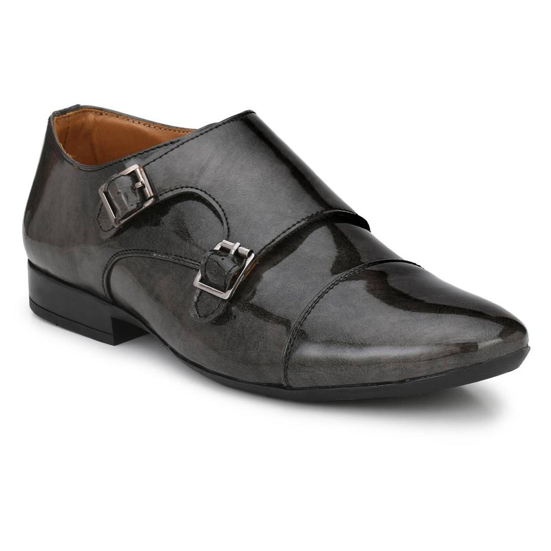 Men's Black Solid Monk Strap Formal Shoes