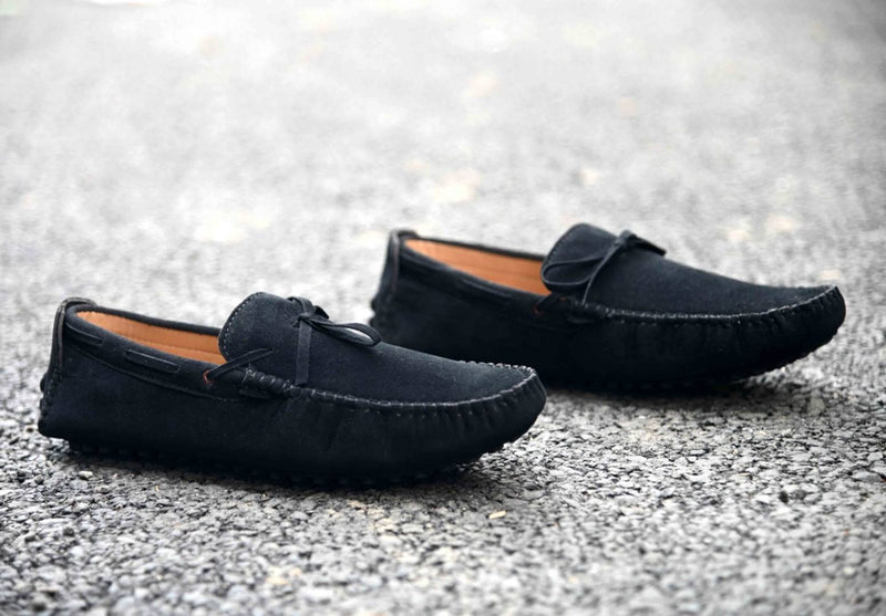 Men's Black Suede Solid Loafers