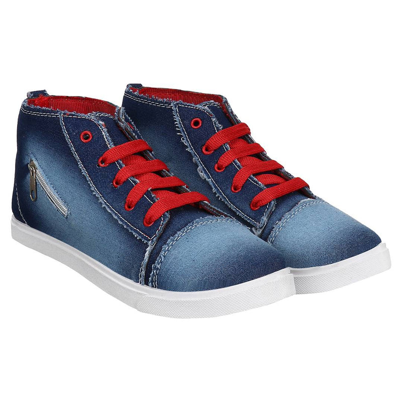 Stylish Blue Denim Mid Ankle Casual Sneakers