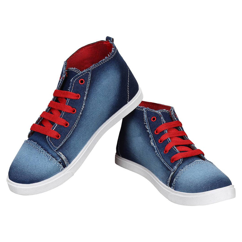 Stylish Blue Denim Mid Ankle Casual Sneakers