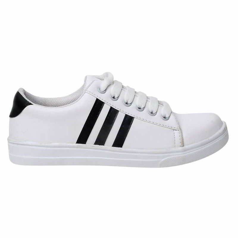 Women's White Lace-up Comfortable Casual Sneakers