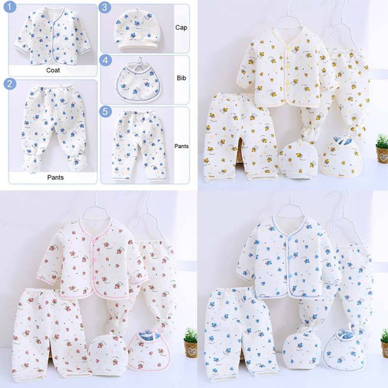 ASSORTED Winter Wear Cotton Cartoon Printing Baby Clothes 5Pcs Sets