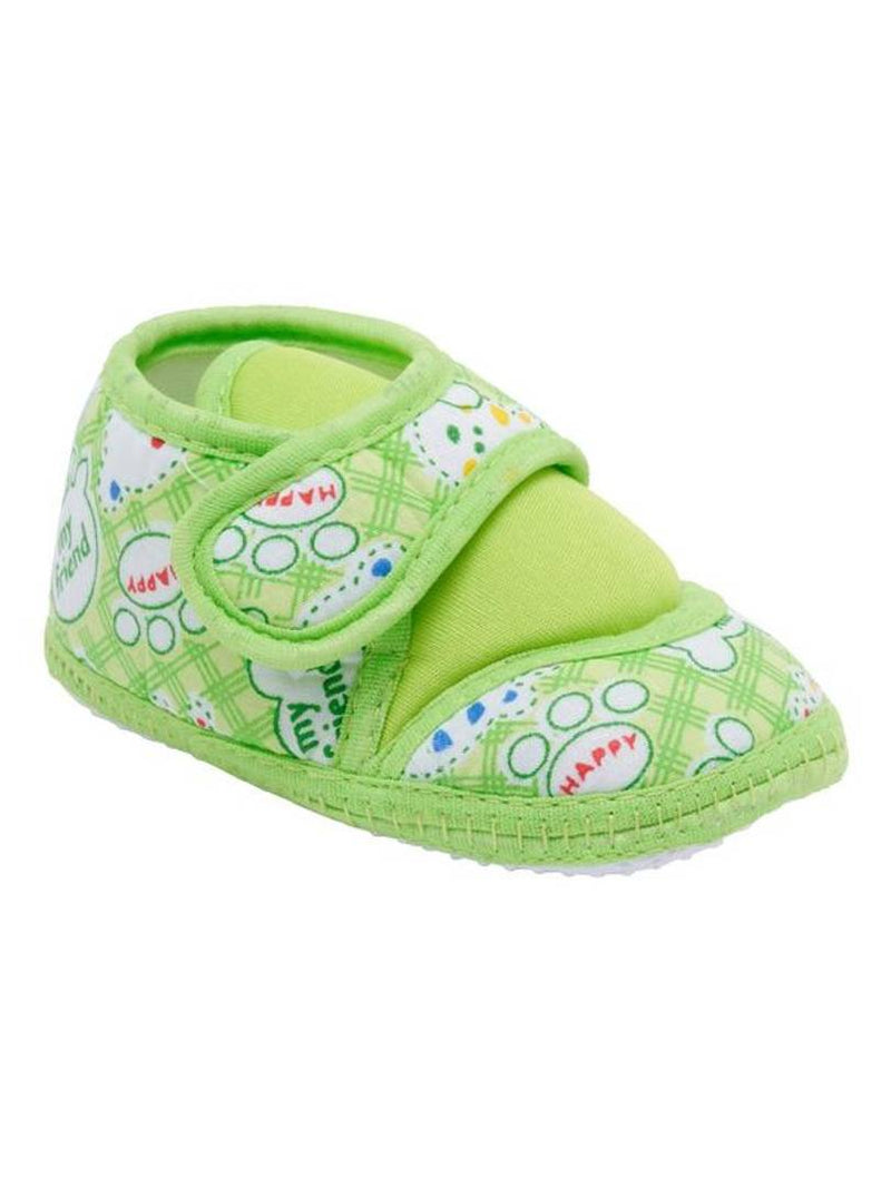 Cat Printed Lime Green Baby Shoes for Girls & Boys
