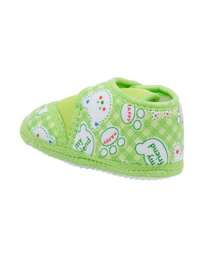 Cat Printed Lime Green Baby Shoes for Girls & Boys