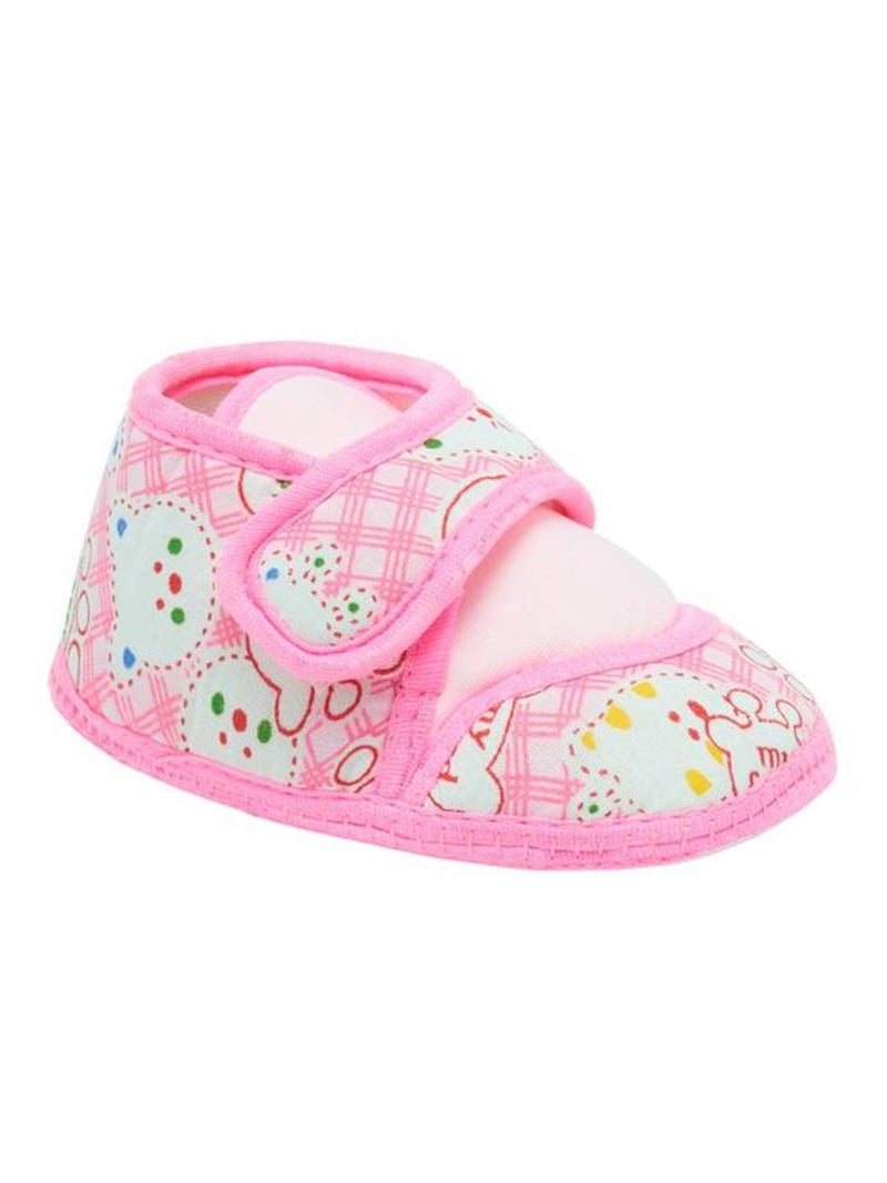 Cat Printed Fuscia Pink Baby Shoes for Girls & Boys