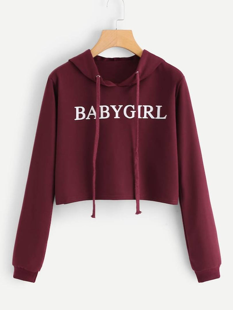 Brown Baby Girl Print Crop Sweat Shirt