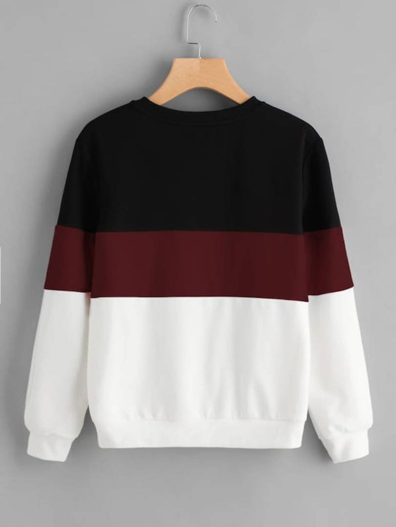 White With Black And Maroon Strip Sweat Shirt