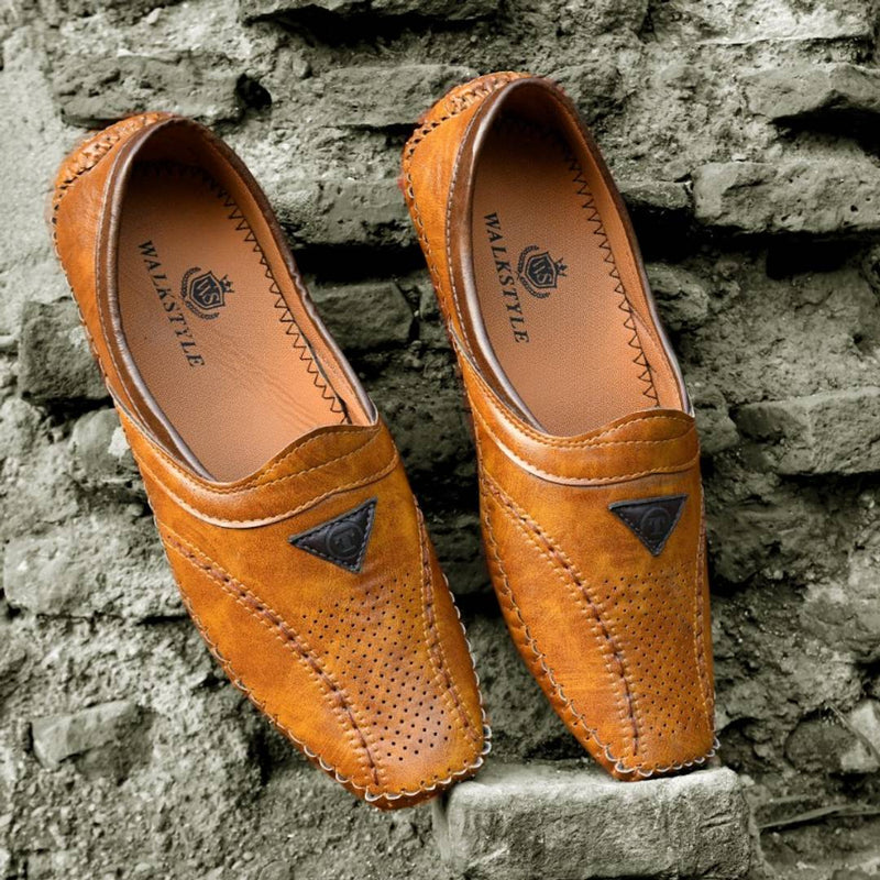 Men's Tan Mojaris Designer Slip On Casual Shoes
