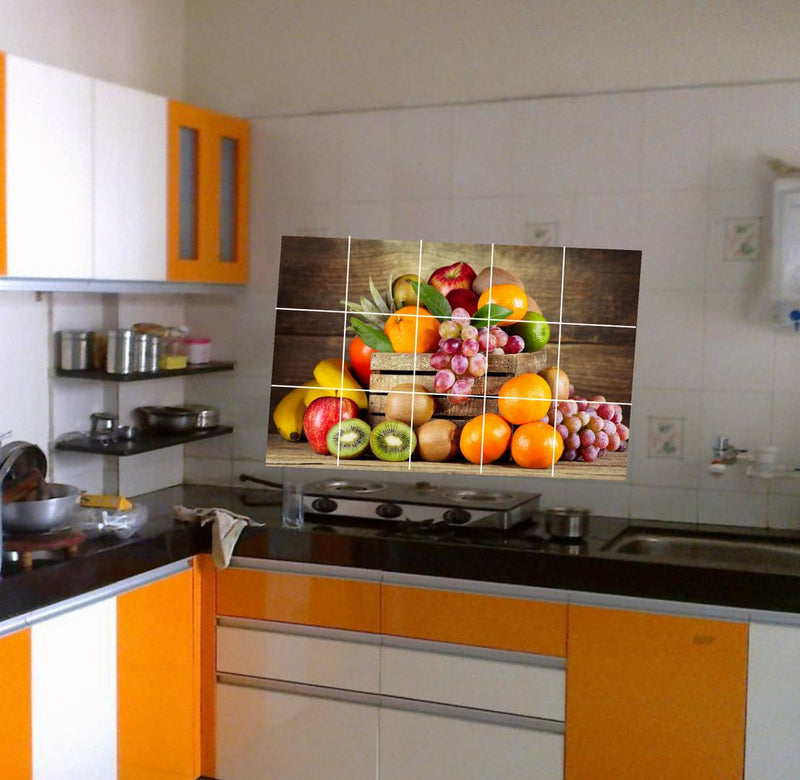 Waterproof Kitchen Fresh Fruit Wallpaper/Wall Sticker Multicolour - Kitchen Wall Coverings Area ( 59Cm X 91Cm )