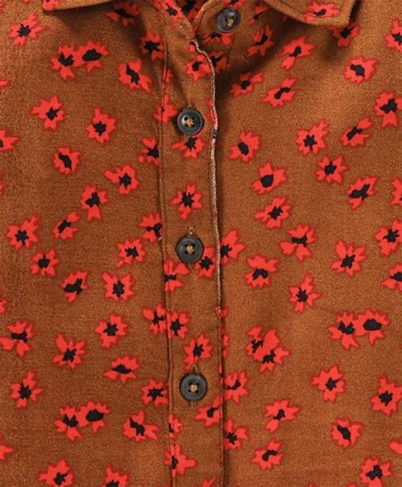 Brown Lilly Dilly Floral Printed Boyss Shirt