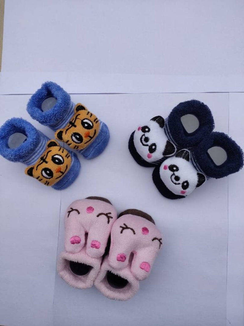 Cartoon Warm Socks for Newborn Baby Assorted Pack of 3