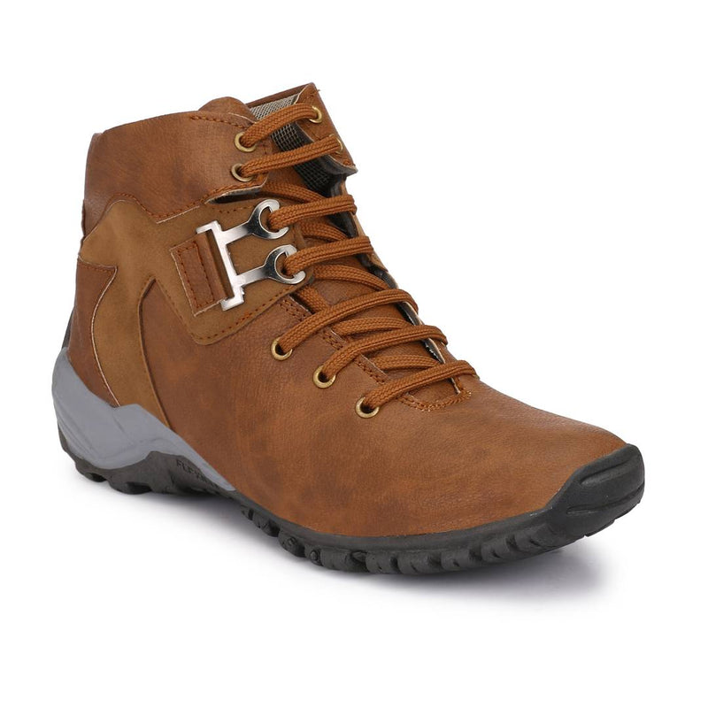 Men's Brown Synthetic Solid Heeled Boots