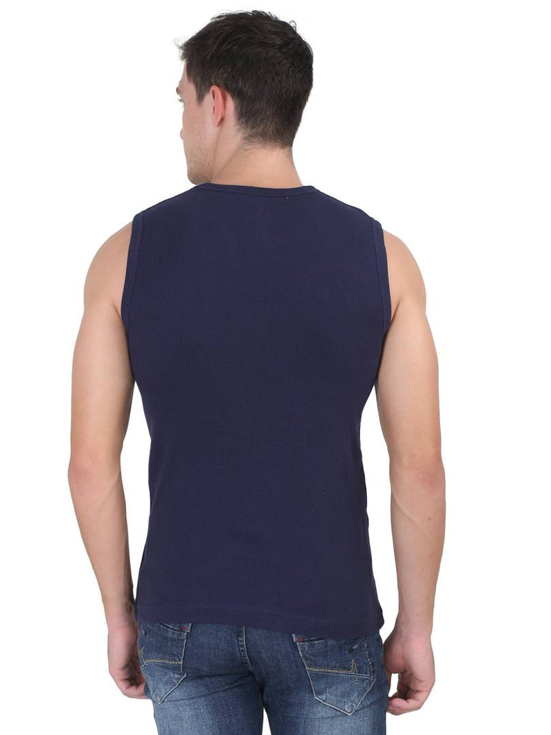 Men's Solid Round Neck Cotton Muscle Vest Pack of 2
