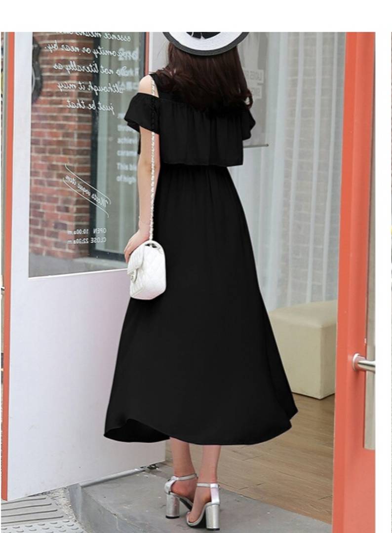 Black Cold Shoulder Long Maxi Dress