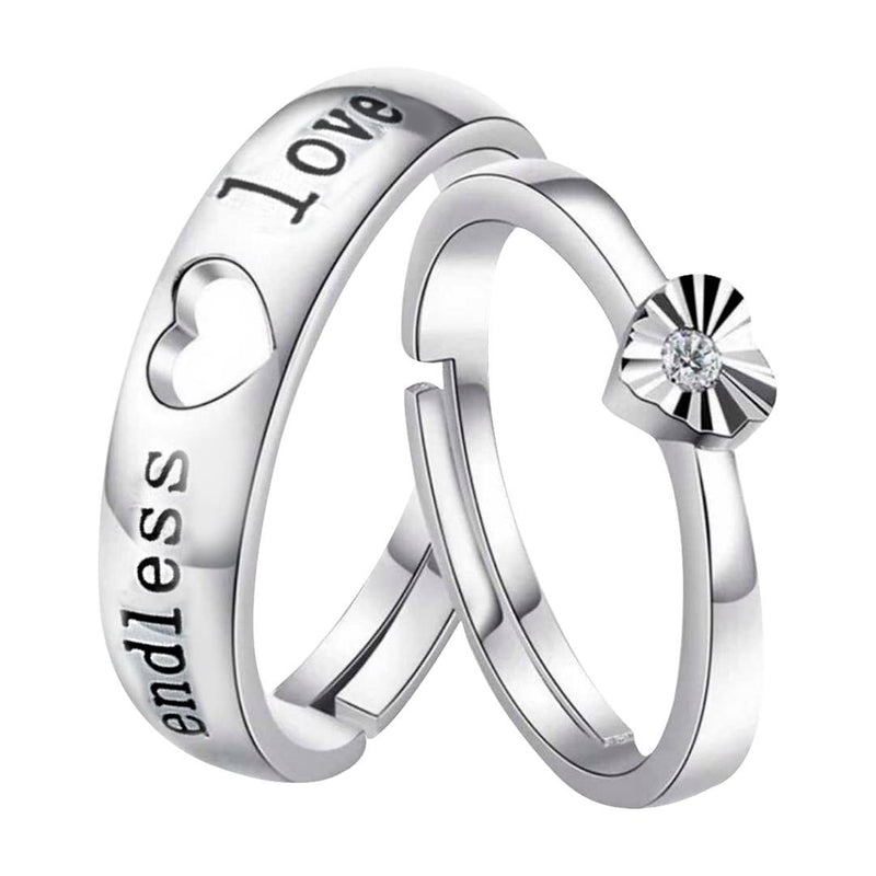 Silver Plated Elegant Adjustable Couple Rings