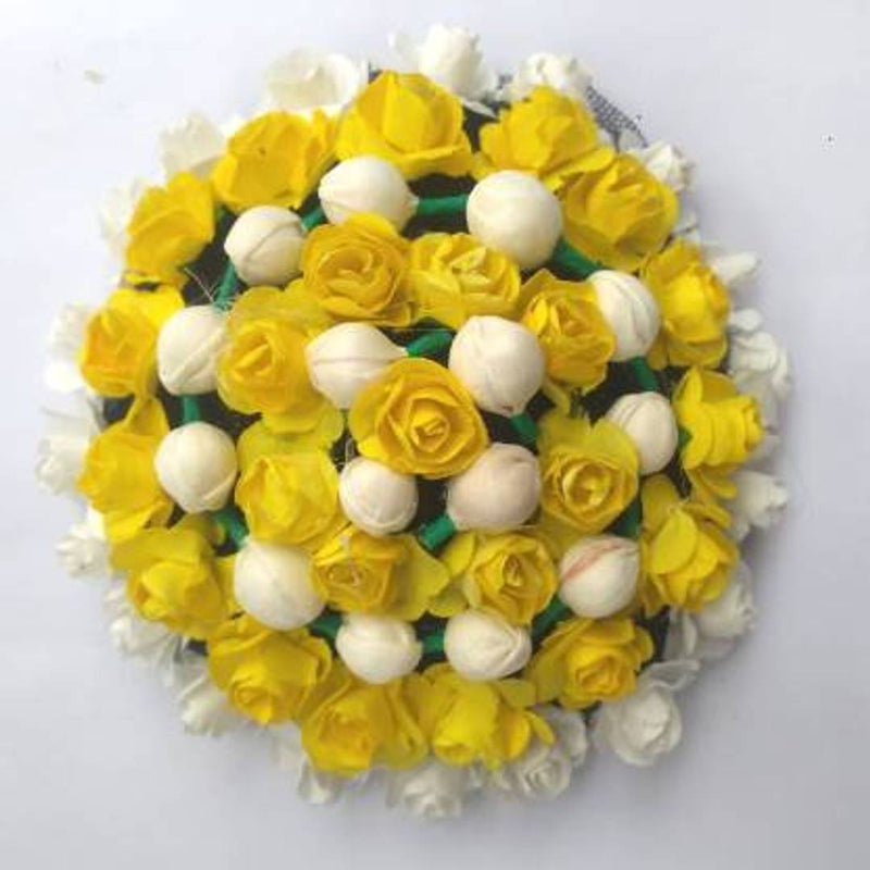 Full Juda Bun Hair Flower Gajra for Wedding and Parties Use for Women in White